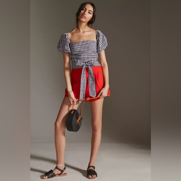 DOLAN ANTHROPOLGIE Left Coast Gingham Puff-Sleeve Shirt SIZE S - Picture 8 of 8